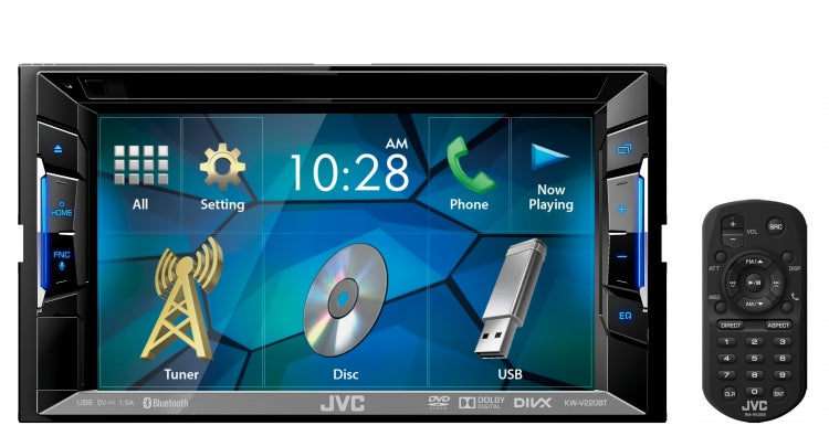 JVC KW-V220BT 6.2in. AV DVD BT USB iPod Receiver KW-V220BTSB