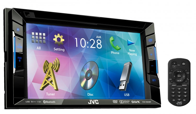 JVC KW-V220BT 6.2in. AV DVD BT USB iPod Receiver KW-V220BTSB