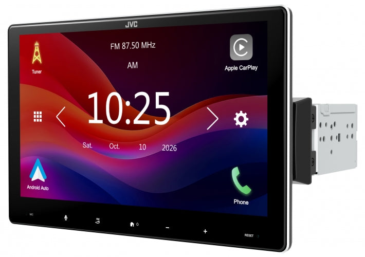JVC 1-DIN 9in. WSVGA AV Receiver W/Wireless CarPlay & Android Auto, USB & Built-In Bluetooth SWC KW-Z8009F