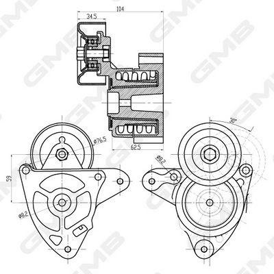 GMB Belt Tensioner V-Ribbed Belt GAT31600