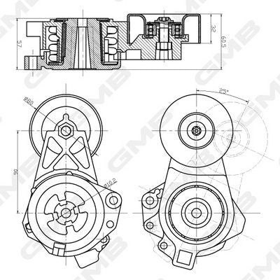 GMB Belt Tensioner V-Ribbed Belt GAT31790