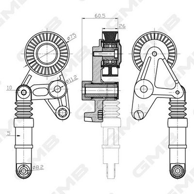 GMB Belt Tensioner V-Ribbed Belt GHAT-202