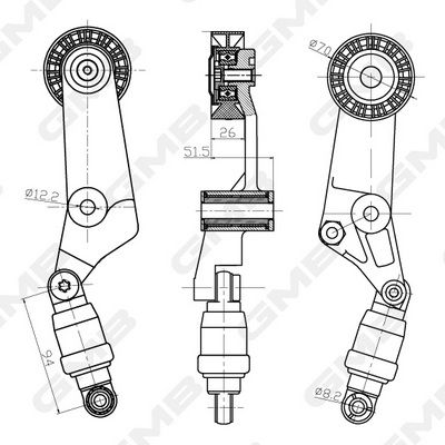 GMB Belt Tensioner V-Ribbed Belt GHAT-196