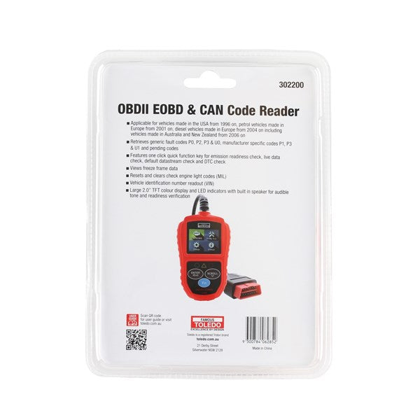 Toledo OBDII EOBD & CAN Code Reader 302200
