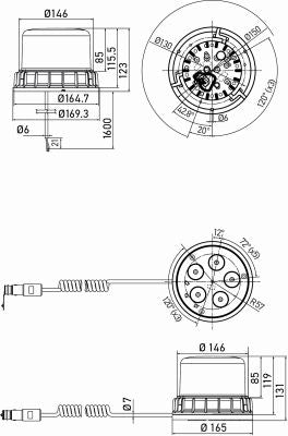 Hella Ultraray LED 10-30V Rotating Beacon Amber 2RL012983001