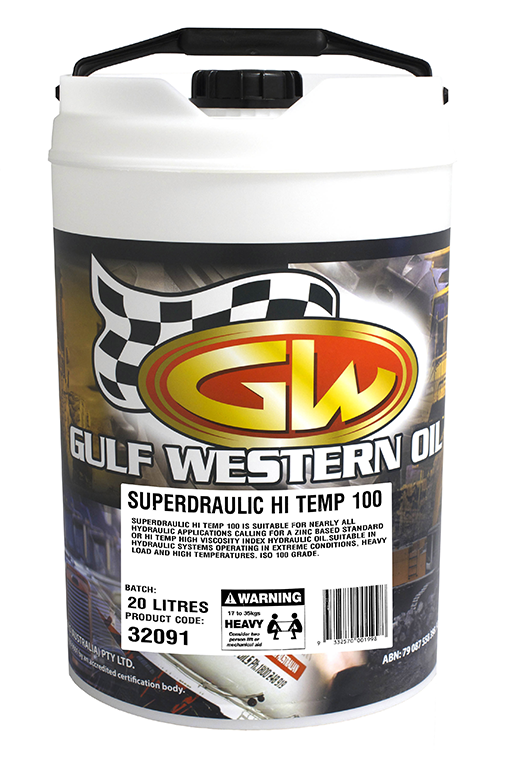 Gulf Western Superdraulic ISO 100 Hi Temp Hydraulic Fluid 20L 32091