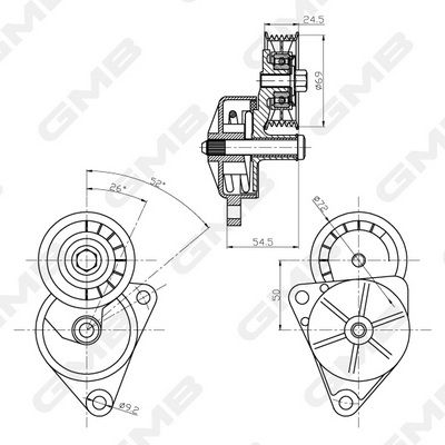 GMB Belt Tensioner V-Ribbed Belt GAT20120