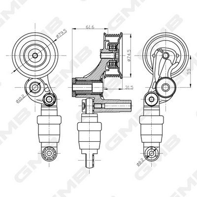 GMB Belt Tensioner V-Ribbed Belt GHAT-211