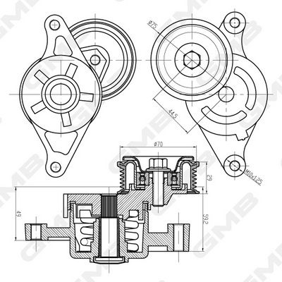 GMB Belt Tensioner V-Ribbed Belt GAT32460