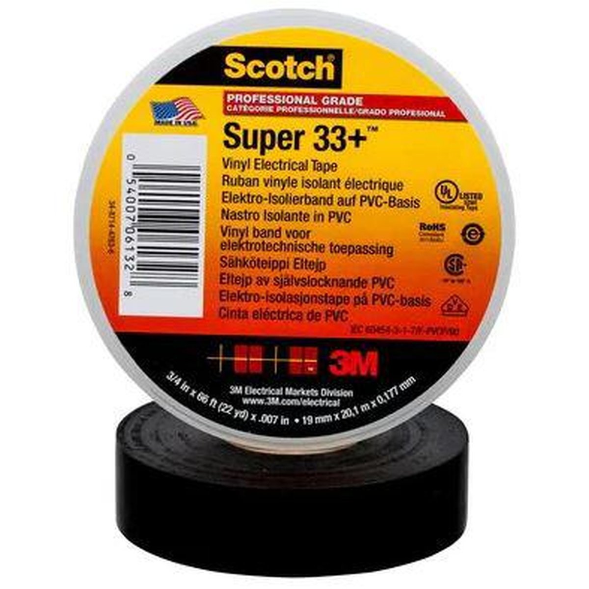 3M Insulation Tape 33+ Black 19mm x 20m 80611207012