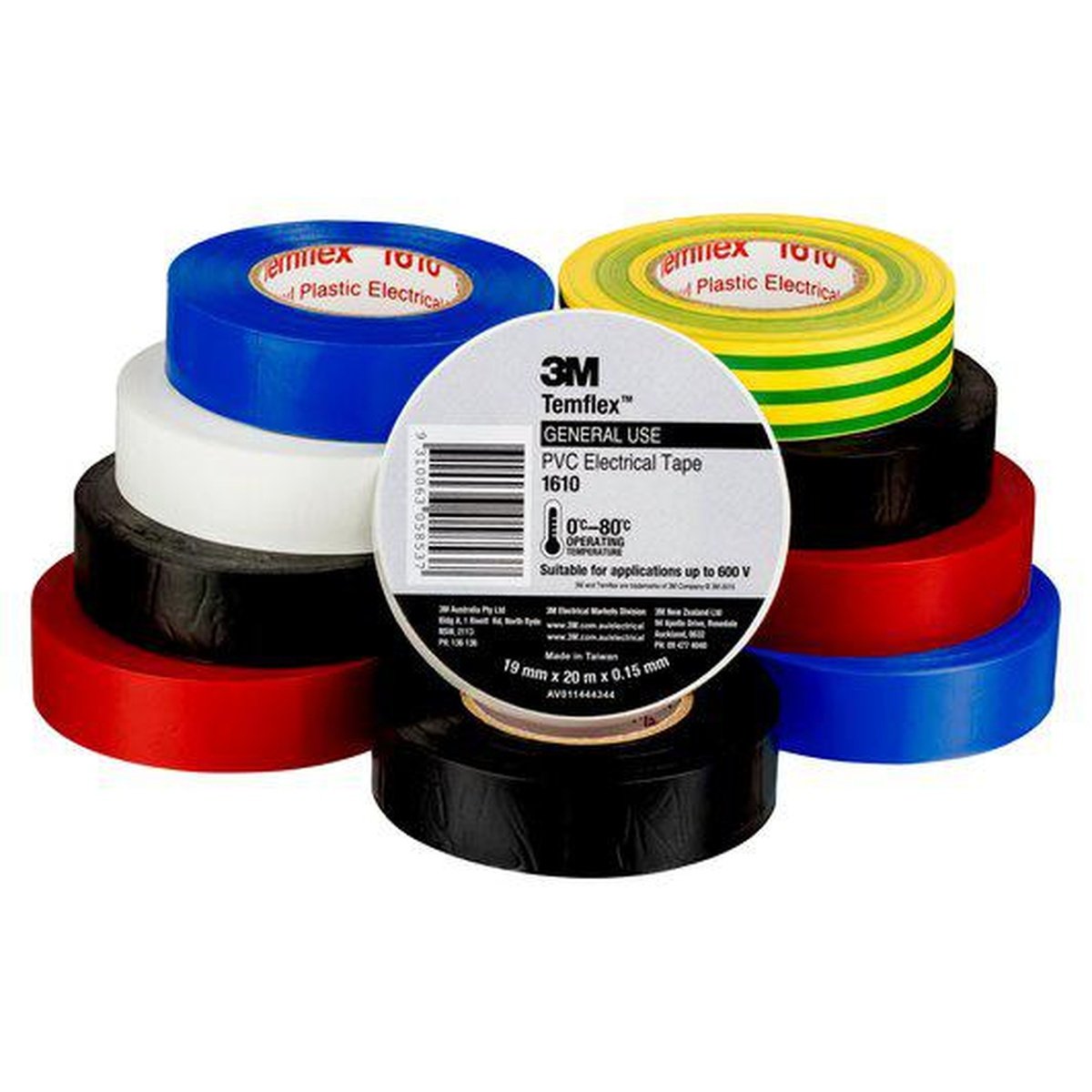 3M PVC Electrical Tape White 1610 19mm x 20m AE010586756