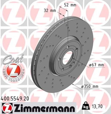 Zimmermann OE Coat Z Brake Rotor Single 350mm Front 400.5549.20