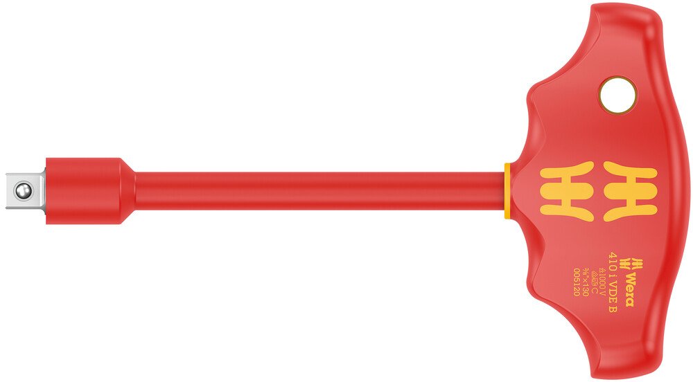 Wera 410 I Vde B Vde-Insulated T-Handle Adapter Screwdriver For 3/8In Sockets WER005120