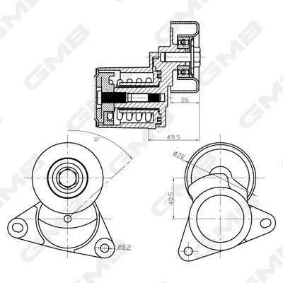 GMB Belt Tensioner V-Ribbed Belt GAT10050
