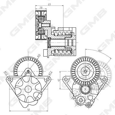 GMB Belt Tensioner V-Ribbed Belt GAT20300