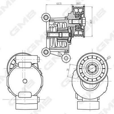 GMB Belt Tensioner V-Ribbed Belt GAT32770