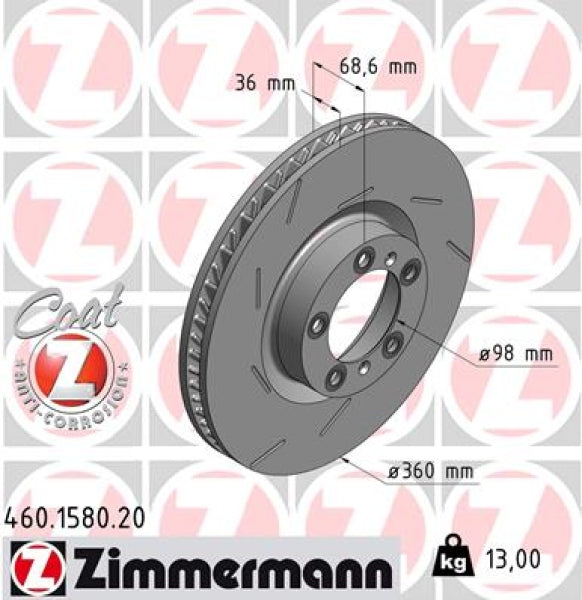 Zimmermann OE Coat Z Brake Rotor 360mm Front LH 460 1580 20