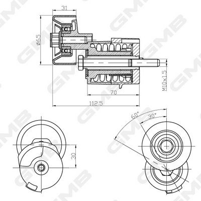 GMB Belt Tensioner V-Ribbed Belt GAT10010