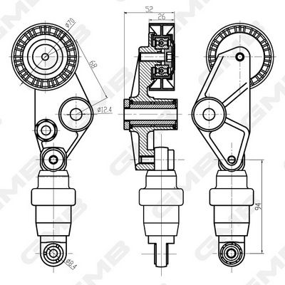 GMB Belt Tensioner V-Ribbed Belt GHAT-182