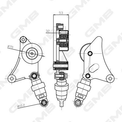 GMB Belt Tensioner V-Ribbed Belt GHAT-197