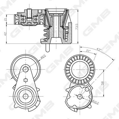 GMB Belt Tensioner V-Ribbed Belt GAT20480