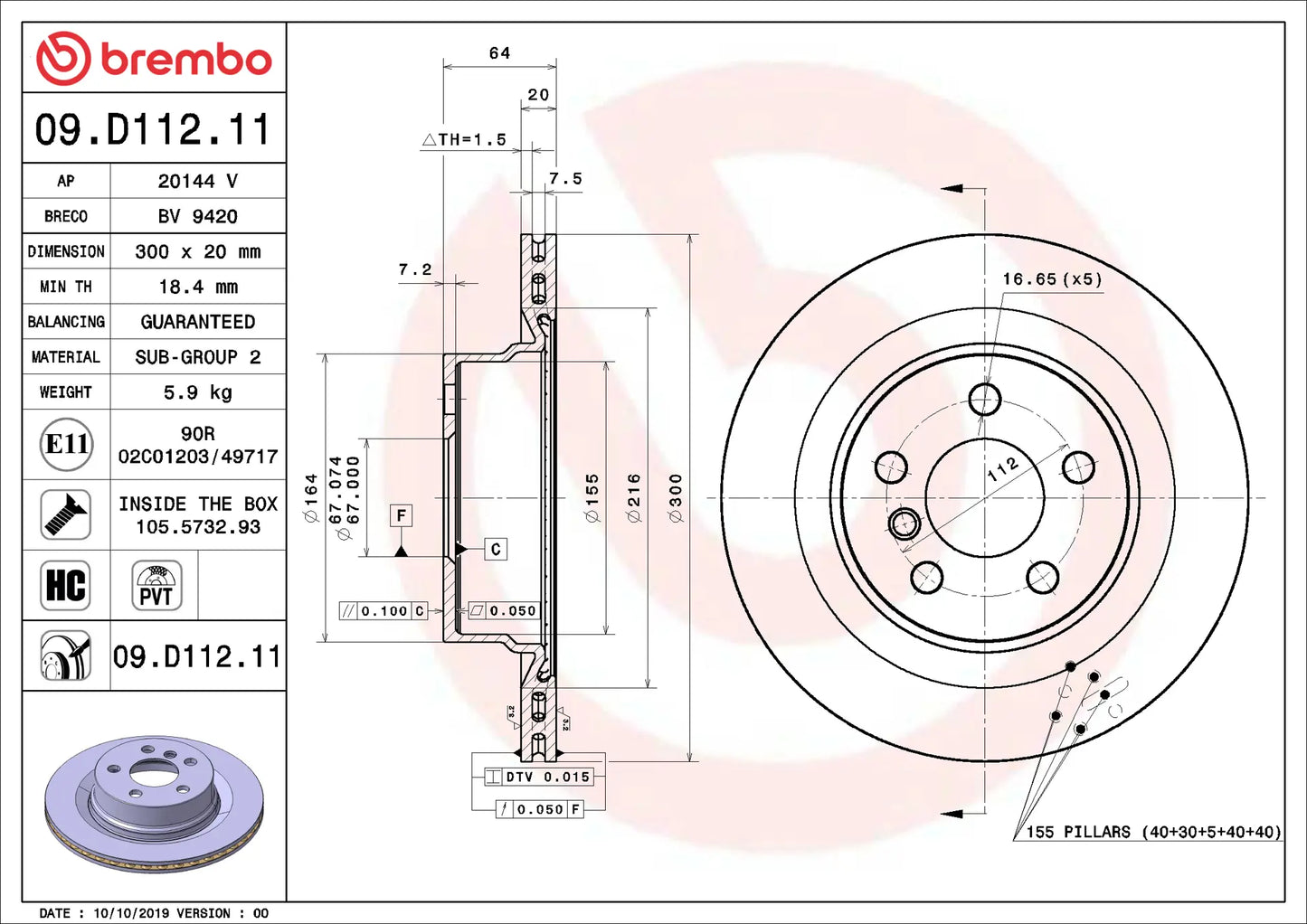 BREMBO Brake Disc 09.D112.11