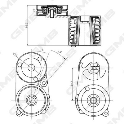 GMB Belt Tensioner V-Ribbed Belt GAT20290