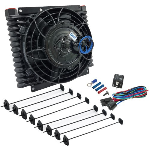 Davies Craig Davies Craig Universal Engine Transmission Oil Cooler 32Mm, 14 Row + 8In. 12V Fan Combo An10 Orb Fittings. 600
