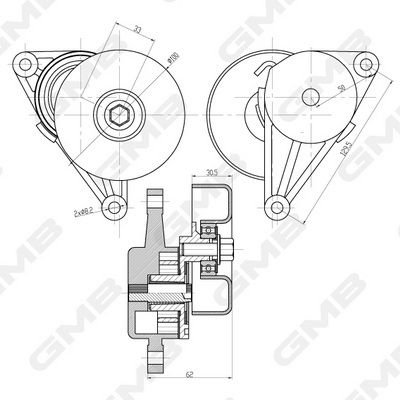 GMB Belt Tensioner V-Ribbed Belt GAT30510