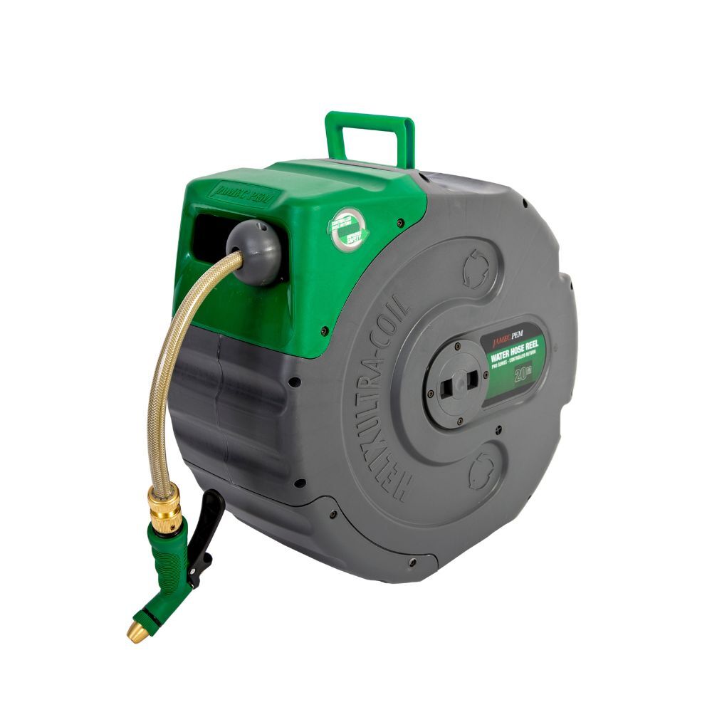 Jamec Pem Hose Reel Helix PVC Water 20M Cntrl Rtrn 58.5045