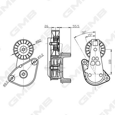 GMB Belt Tensioner V-Ribbed Belt GAT10080