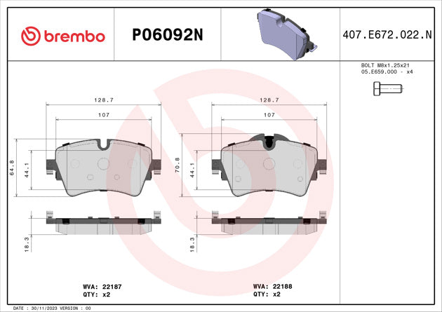 Brembo Brake Pad Set P06092N