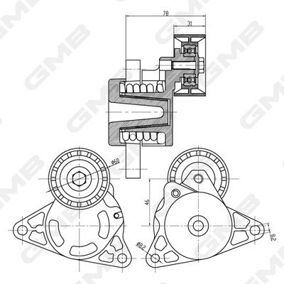 GMB Belt Tensioner V-Ribbed Belt GAT32320