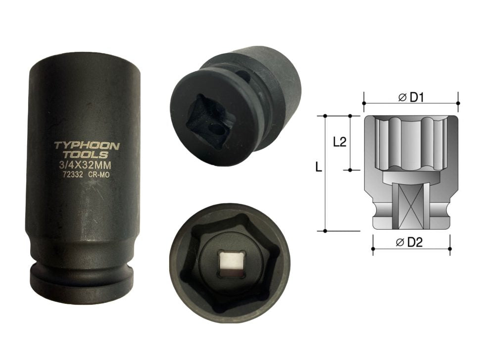 Typhoon Tools Impact Socket Deep 30Mm X 3/4Dr 72330