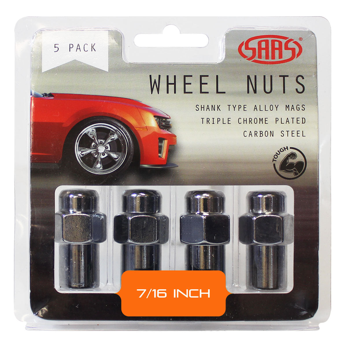 SAAS Wheel Nuts Mag 7/16 Chrome 43Mm (5 Pack) 743405 743405