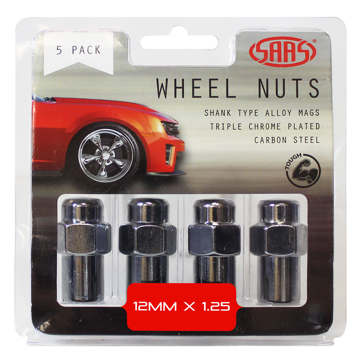 SAAS Wheel Nuts Mag M12X1.25 Chrome 43Mm (5 Pack) 743455 743455