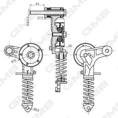 GMB Belt Tensioner V-Ribbed Belt GAT30990