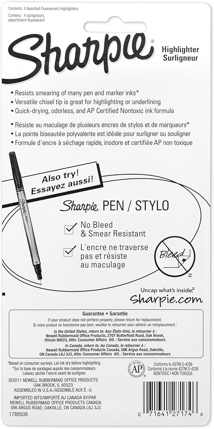Newell Sharpie Highlighter Four Pack 27174PP