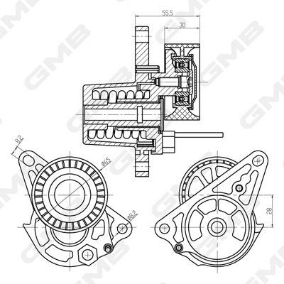 GMB Belt Tensioner V-Ribbed Belt GAT20860