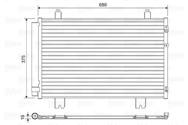 Valeo Air Conditioning Condenser Parallel Flow (Subcooled) Inlet Pad Outlet Pad 814450