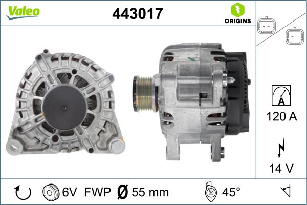 Valeo Alternator 12V 120A 443017