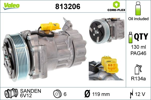 Valeo Air Conditioning Compressor 12V 6V12 813206