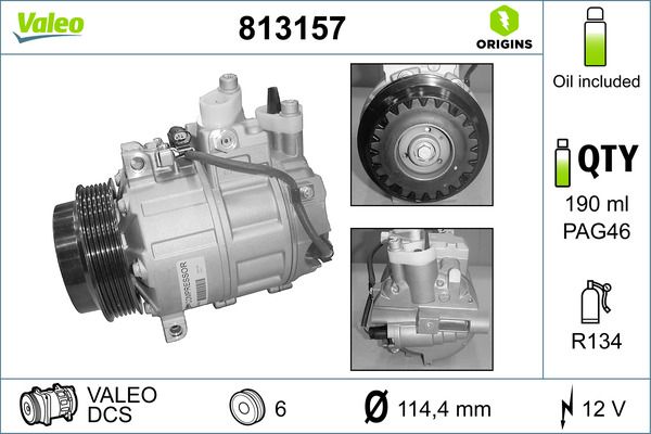 Valeo Air Conditioning Compressor 12V DCS 813157