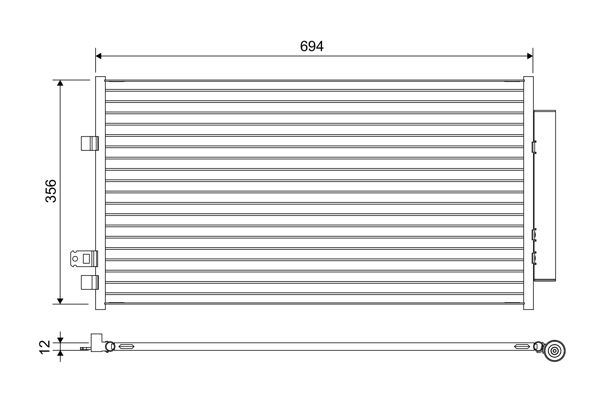 Valeo Air Conditioning Condenser Parallel Flow (Subcooled) Inlet Pad Outlet Pad 822638