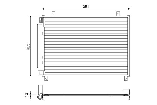 Valeo Air Conditioning Condenser Parallel Flow (Subcooled) Inlet Pad Outlet Pad 822656