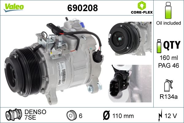 Valeo Air Conditioning Compressor 12V7SE 690208