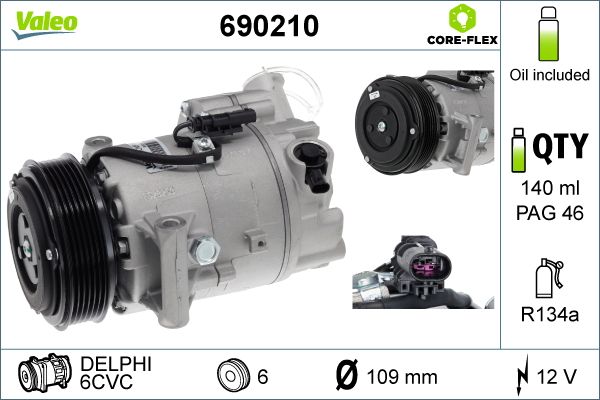 Valeo Air Conditioning Compressor 12V 6CVC 690210