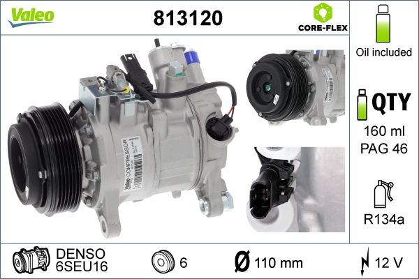 Valeo Air Conditioning Compressor 12V 6SEU16 813120