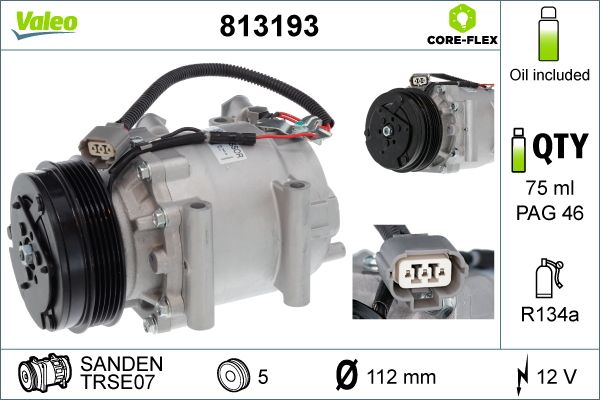 Valeo Air Conditioning Compressor 12V TRSE07 813193