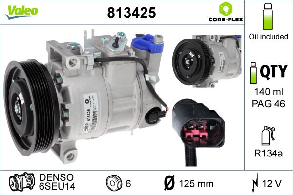 Valeo Air Conditioning Compressor 12V 6SEU14 813425